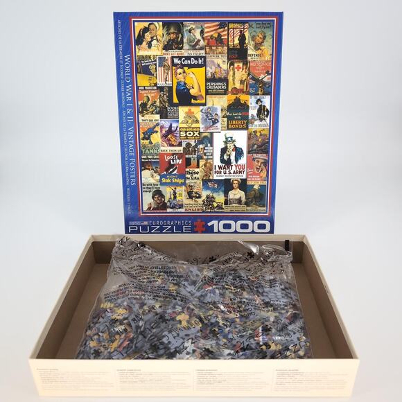 Eurographics 1000 Piece "World War I & II Vintage Posters" Jigsaw Puzzle - NWOT - Picture 2 of 13